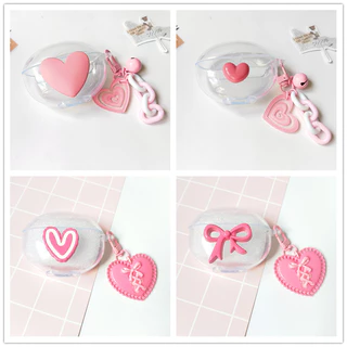 น่ารักหัวใจรักสําหรับ UGREEN HiTune ClipBuds Pro กรณี S3 S5 S8 T3 Pro / T6 T6S / H5 H6Pro H6 Magic Soft TPU โปร่งใสฝาครอบป้องกันพร้อมจี้หรูหรา