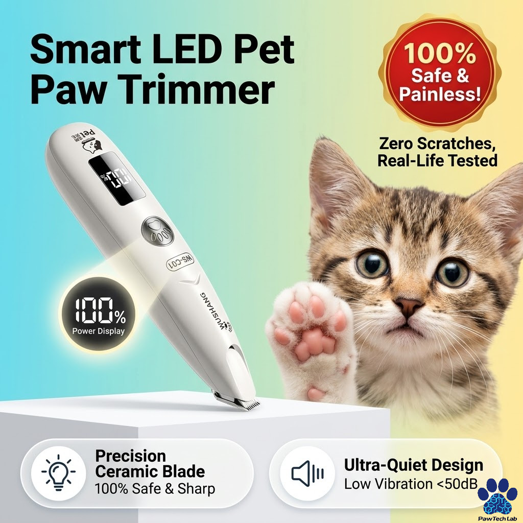 [PawTech Lab] ปัตตาเลี่ยนตัดขนอุ้งเท้า | ที่ตัดขนซอกเท้า สุนัข แมว | หน้าจอ LED | เสียงเงียบ ชาร์จ Type-C | สำหรับมือใหม่หัดตัดและสัตว์เลี้ยงขี้กลัว