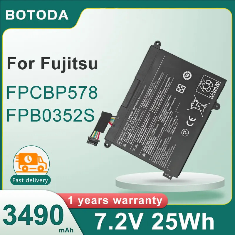 BOTODA 7.2V 25Wh 3490mAh FPCBP578 FPB0352S แบตเตอรี่แล็ปท็อปเหมาะสําหรับ Fujitsu Lifebook UH-X 2021 FPC02514LK 4ZR1F38031 9U13A2