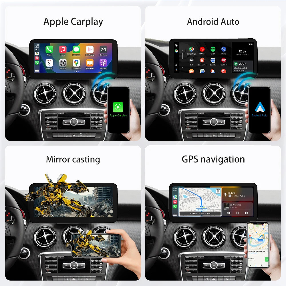 ปรับออกแบบ 12.3 "Wireless Carplay Android Auto สําหรับ Mercedes Benz NTG4.5 Dashboard หน้าจอสําหรับ 