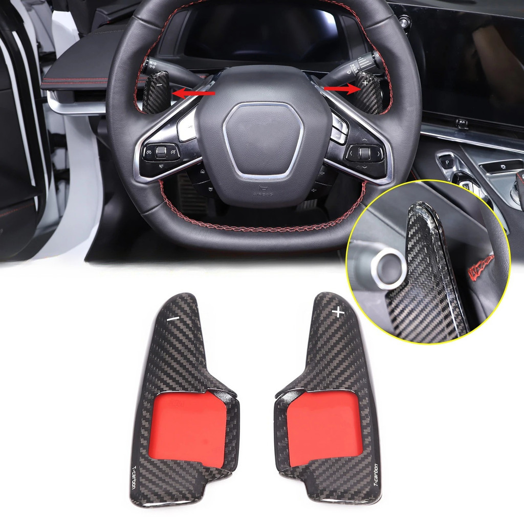 คาร์บอนไฟเบอร์พวงมาลัย Paddle Shifter สําหรับ Chevrolet Corvette C8 Z51 Z06 20-25 รถ Extended Trim