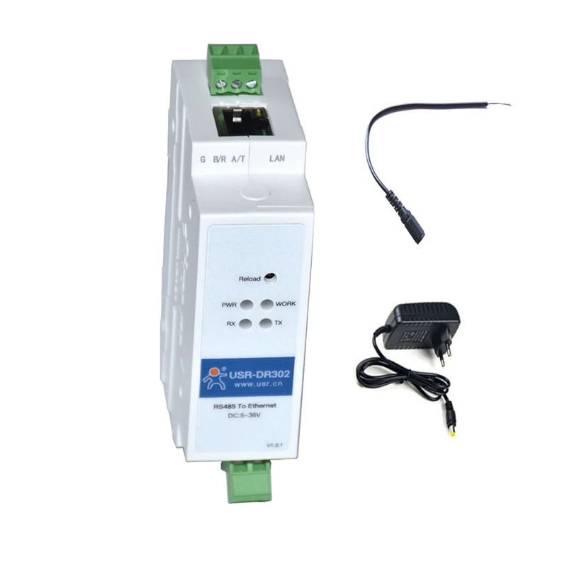 USR-DR302 DIN-Rail RS485 Serial to Ethernet Converter แบบสองทิศทางเกียร์โปร่งใสระหว่าง RS485 และ RJ4