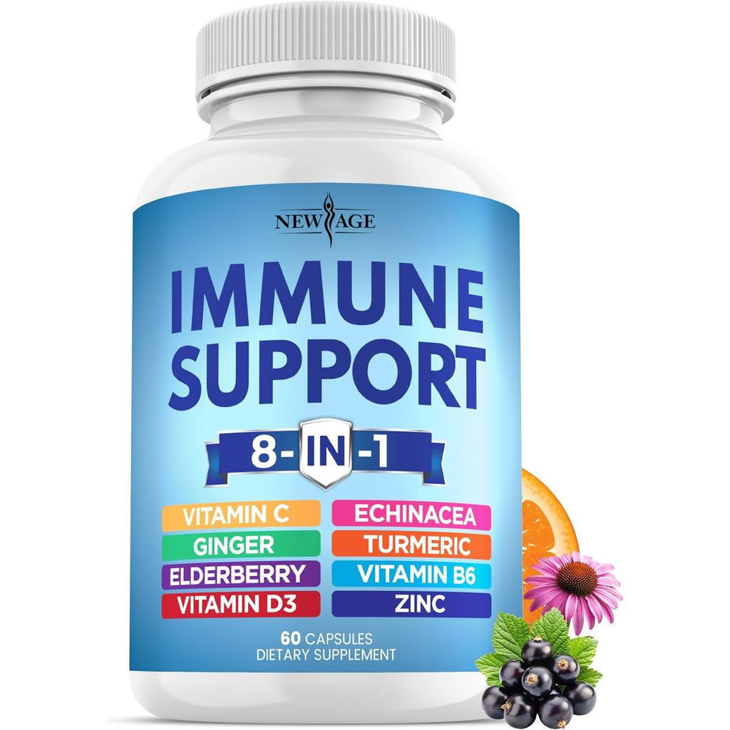 NEWAGE8Combination1Immune อาหารเสริมเสริมเสริม EchinaceaVitamin C และ Zinc50mgVitamin D5000IUTurmeri