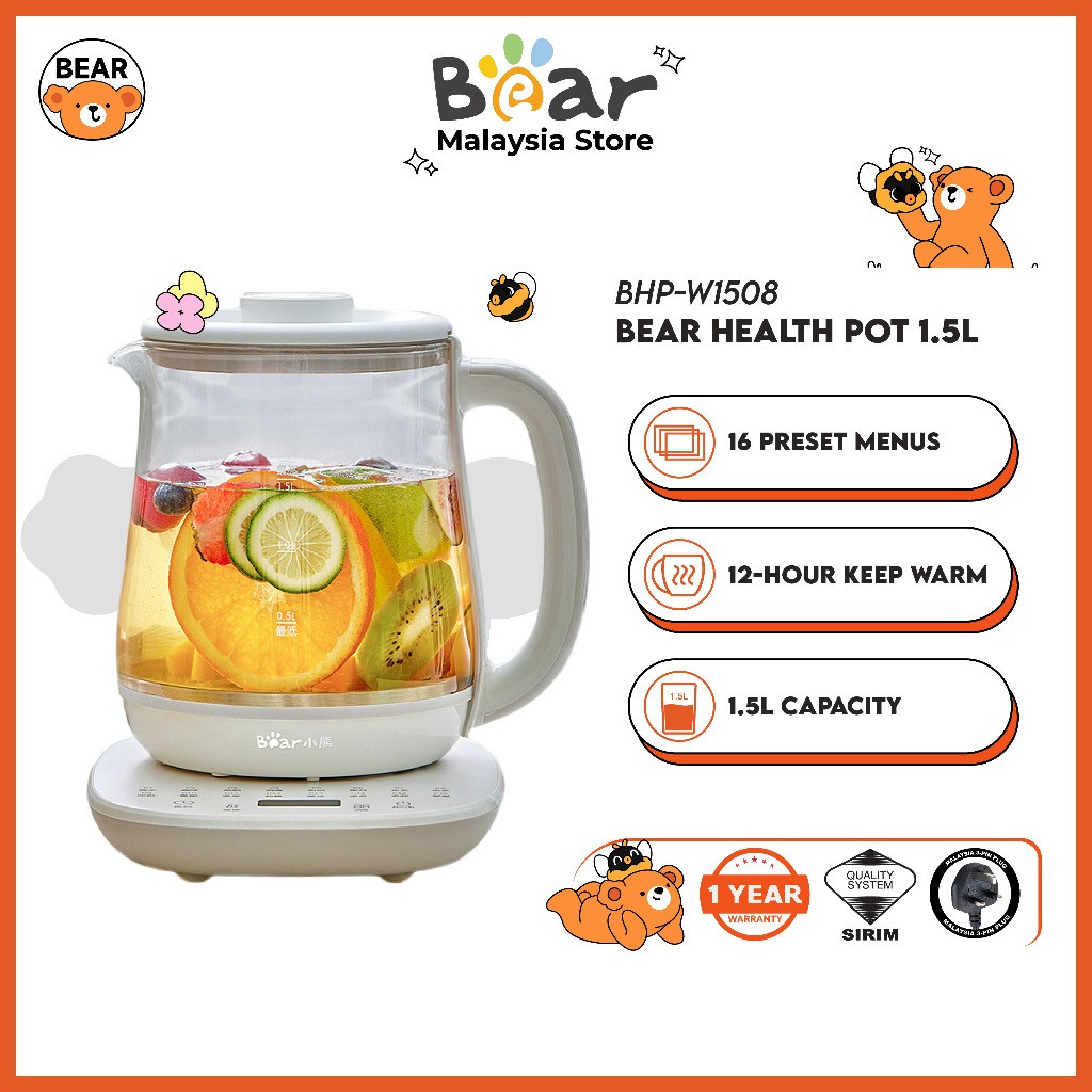 Bear หม้อสุขภาพไฟฟ้า 800W (1.5L) YSH-D15V9
