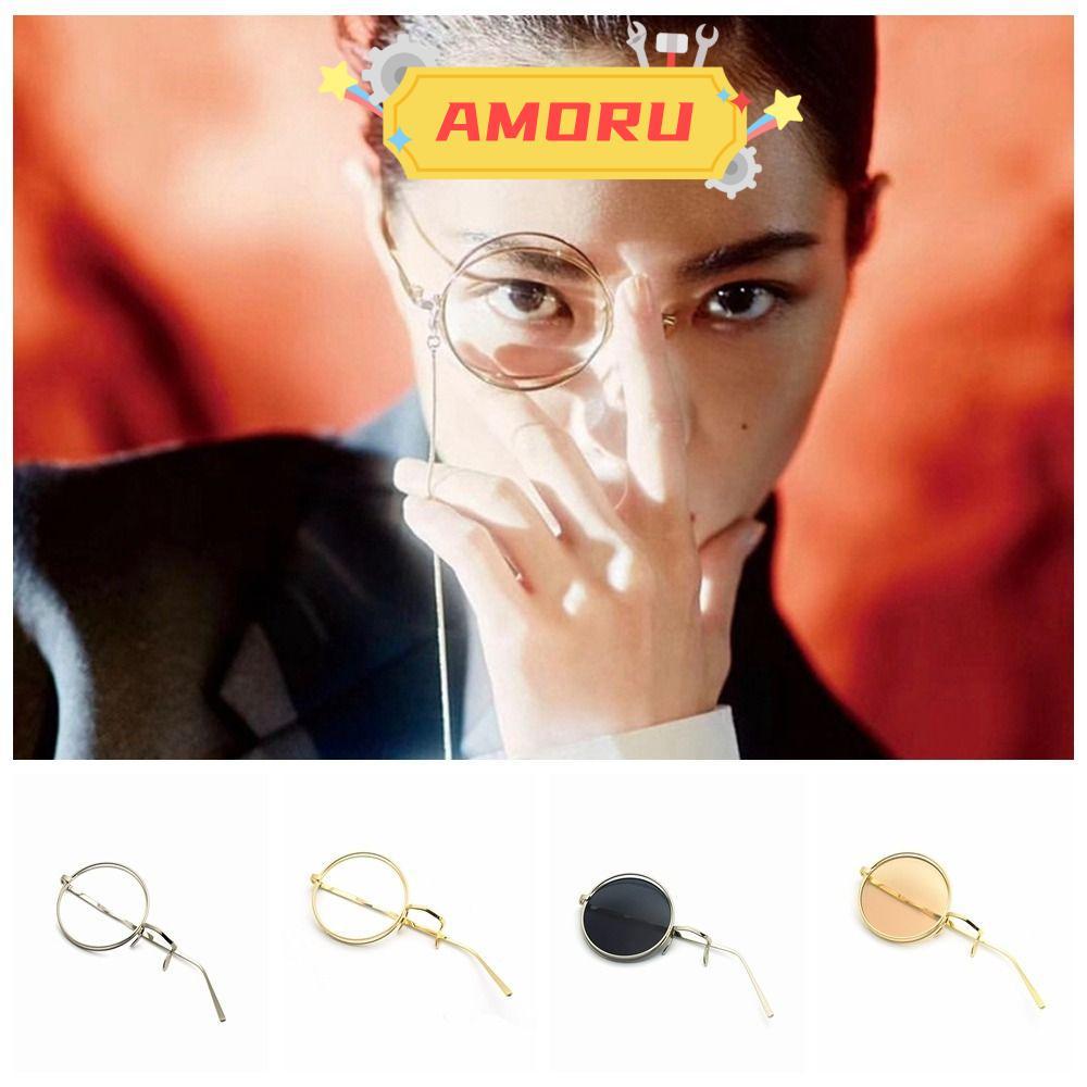 AMOR12U7 Cos แก้ว, Retro Anime Monocle แว่นตา,แฟชั่น Punks Steampunk สไตล์แว่นตาสไตล์อังกฤษสําหรับผู