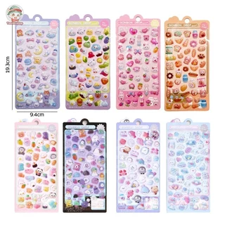 สติกเกอร์นูนลายการ์ตูน สติกเกอร์ตกแต่ง DIY สำหรับเด็ก ติดสมุดโน้ต ไดอารี่ กล่องของขวัญ และเครื่องเขียน