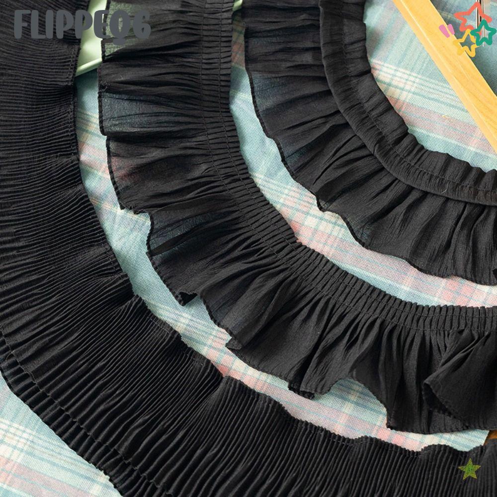 FLIPPEQ6 ชีฟองลูกไม้ Trims, 2Yards กว้าง 9-12 ซม.Ruffled Lace Trims, ผ้าชีฟอง