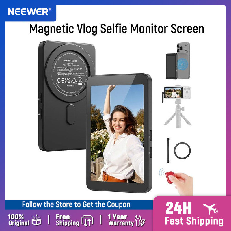 NEEWER 4 "แม่เหล็ก Vlog Selfie Monitor หน้าจอกล้องด้านหลังพร้อมรีโมท 4K 120fps การบันทึกแบบมีสายสําห