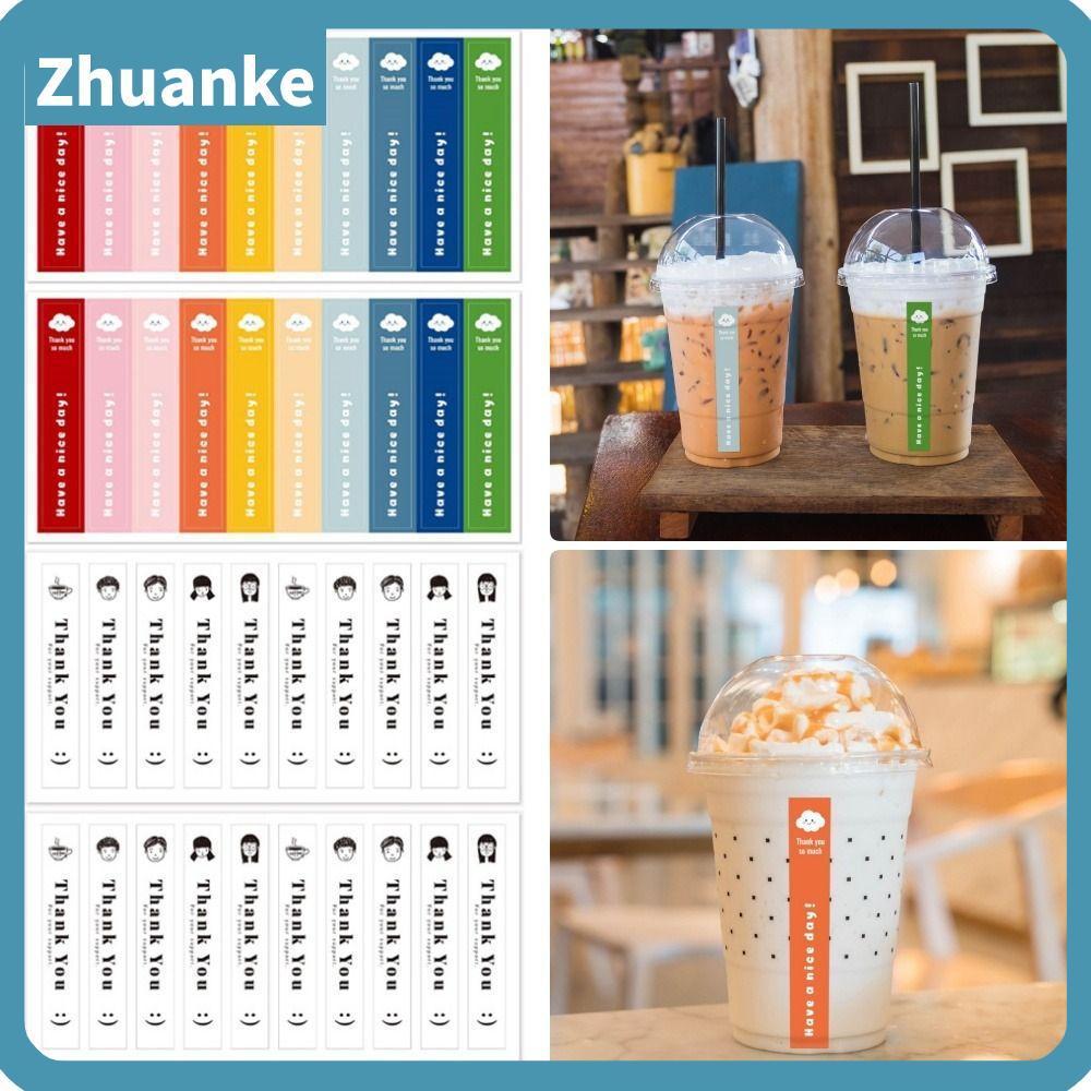 จวนเก 100ชิ้น/10แผ่นสติกเกอร์ชานม,ขวดน้ํากาแฟธุรกิจขนาดเล็กฉลากซีล,กาวในตัวขอบคุณสําหรับสนับสนุนสี่เหลี่ยมผืนผ้าขอบคุณสต