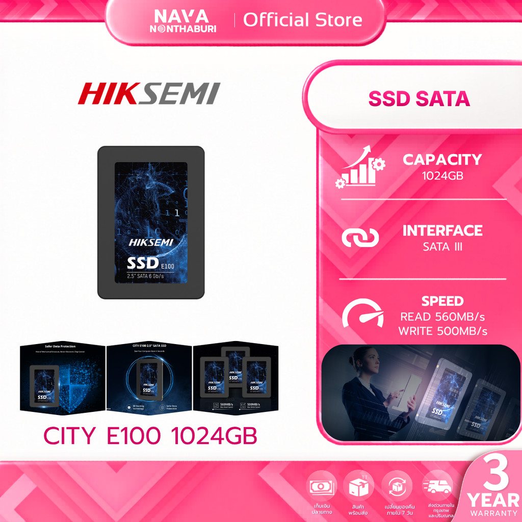 HIKSEMI CITY SERIES SSD E100 1024GB 3D NAND SATA III UP TO READ 560MB/s WRITE 500MB/s