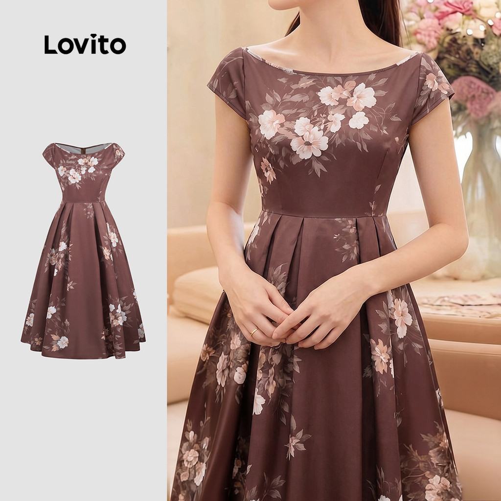 Lovito ชุดเดรสผู้หญิงซิปสง่างาม สไตล์สปริง/ฤดูร้อน LK6LD252