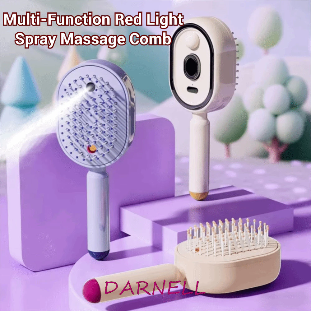 DARENL แปรงหวีสเปรย์ไฟฟ้า, ดูแลเส้นผมมัลติฟังก์ชั่นสเปรย์แสงสีแดงหวีนวด, ป้องกันผมชี้ฟูถังขนาดใหญ่หนังศีรษะบํารุงแบบพกพา 2-In-1 Misting ผมแปรงผู้หญิง