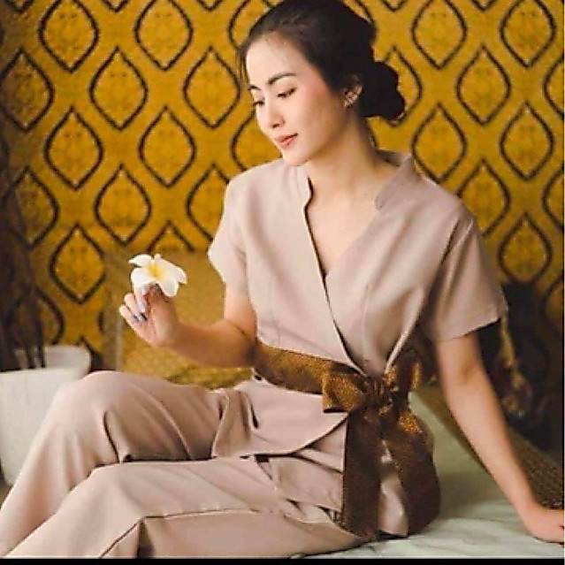 #ชุดนวด ชุดสปา ผ้า แบบ ไม่ต้องรีดสามารถออเดอร์ ได้ไซ s34 m36 L 38 xl40xxl42 กางเกง มีซิปข้างยางยึดหลัง