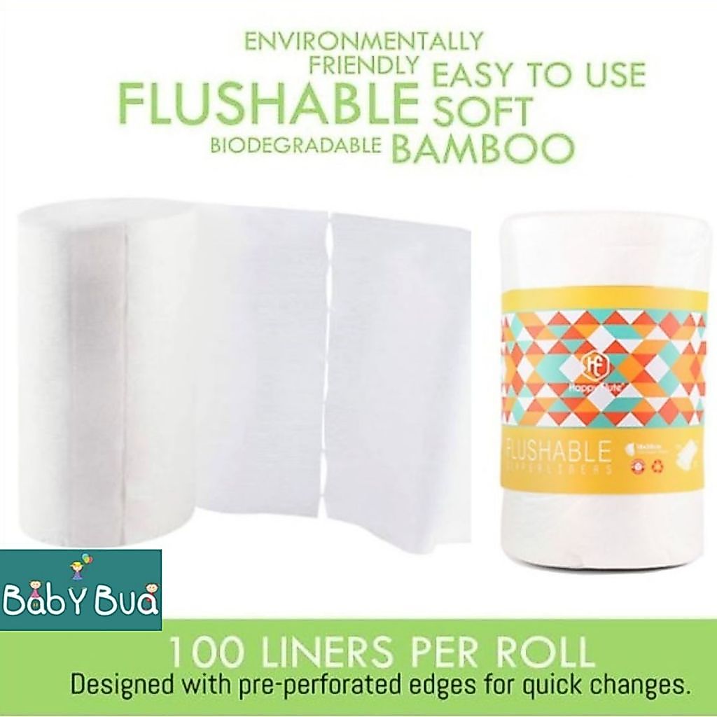 BabyBua กระดาษเยื่อไผ่ 100 แผ่น Nappy liners กระดาษออร์แกนิค กระดาษกรองอุจจาระ เหนียวนุ่ม ทำจากเยื่อไผ่ 100%