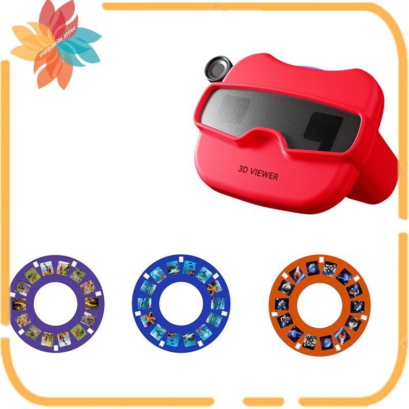 แบบพกพา 3D สไลด์กล้องของเล่นเด็ก 3 Reel 3D Stereoscopic Viewer ของเล่น 2 สี 3D สไลด์ดู Finder สีแดง