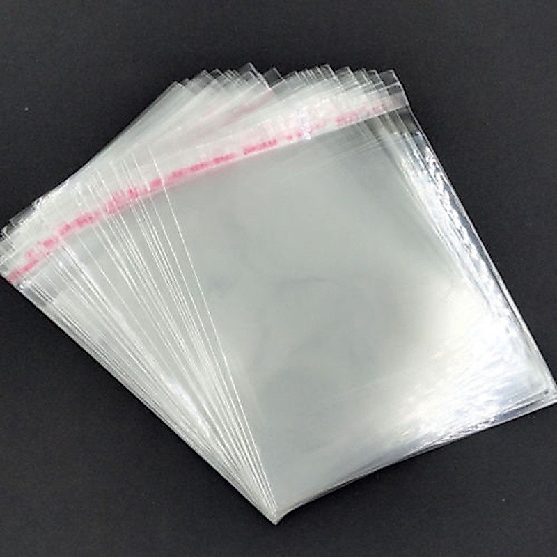 Flgo ถุงพลาสติกใสมีกาวในตัวสําหรับใส่เครื่องประดับ 8X12ซม.3.1นิ้วX4.7นิ้ว 100ชิ้น