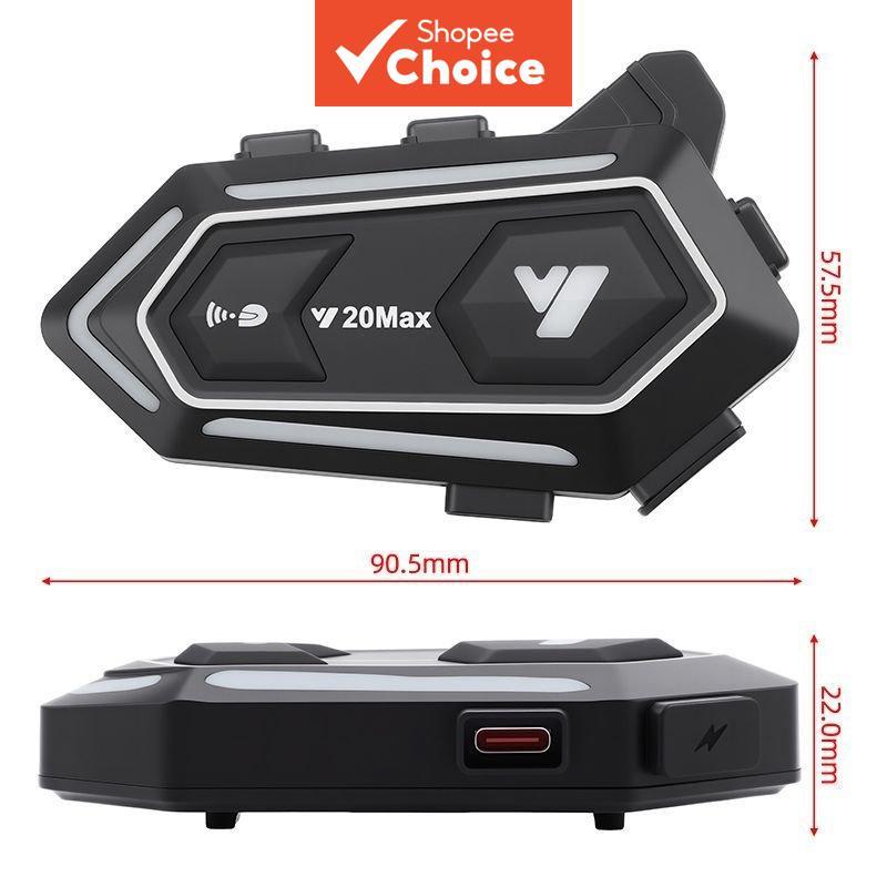 ชุดหูฟังหมวกกันน็อคมอเตอร์ไซค์ Y20 MAX พร้อมไฟ LED สีสันสดใส เชื่อมต่อบลูทูธ 5.3 มีระบบอินเตอร์คอม