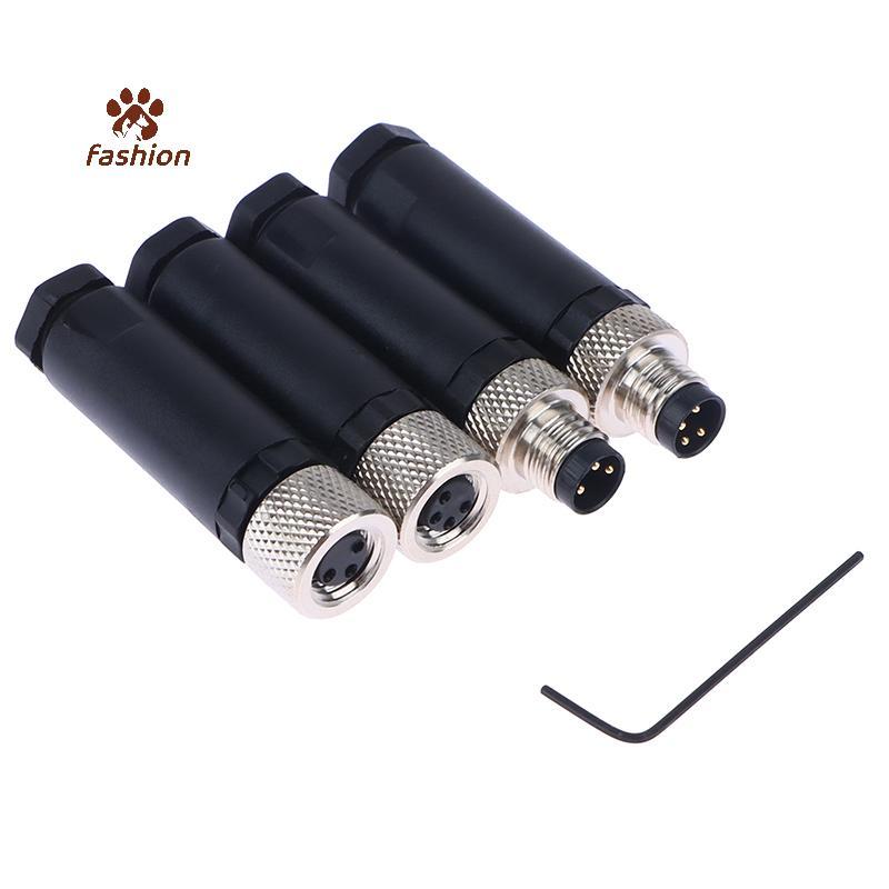 [Fas-t] M8 Sensor Connector ปลั๊กตัวผู้และตัวเมียกันน้ําสกรูเกลียวปลั๊กข้อต่อ 3 4 พินหน้าแปลน Soet Ba Mount
