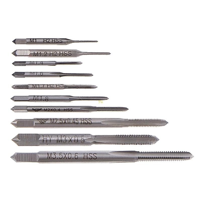 10Pcs M1 To M3.5 Machine Hand Tap Set HSS Thread Wire Tapping Threading Taps