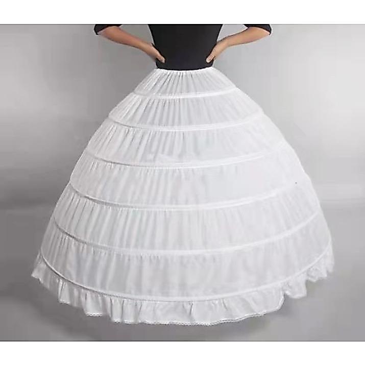 Vintage White Long 6 Hoop Petticoat Extra Full Wedding Ball Gown Crinoline