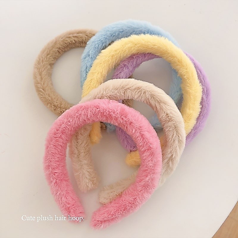 ที่คาดผมน่ารัก Plush Hair Band คลิปผมหญิงสาว Wide Side Head Hoop ร้อยอุปกรณ์เสริมผมสำหรับสาวนักเรียน