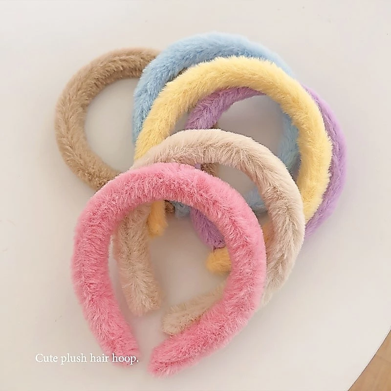 ที่คาดผมน่ารัก Plush Hair Band คลิปผมหญิงสาว Wide Side Head Hoop ร้อยอุปกรณ์เสริมผมสำหรับสาวนักเรียน
