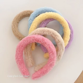 ที่คาดผมน่ารัก Plush Hair Band คลิปผมหญิงสาว Wide Side Head Hoop ร้อยอุปกรณ์เสริมผมสำหรับสาวนักเรียน
