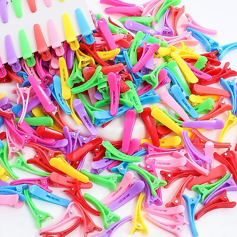 กิ๊บพลาสติกคละสีแบบใส/แบบทึบ 20 ชิ้น(ขนาด3.5ซม.)พร้อมส่ง กิ๊บติดผม กิ๊บหนีบผมปากเป็ด