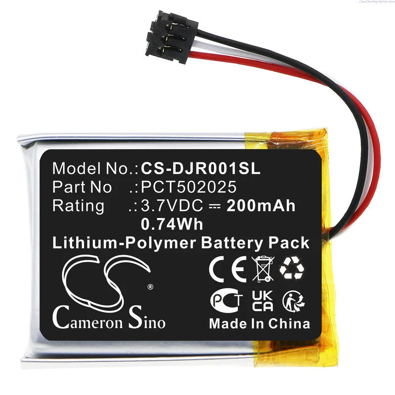Cameron Sino 3.7V 200mAh ชุดหูฟังไร้สายแบตเตอรี่ PCT502025 สําหรับตัวรับสัญญาณ DJI MIC RX, เครื่องส่