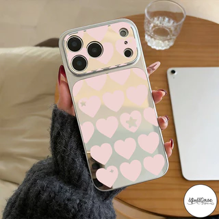 เคสไอโฟน 17เคสกระจก หัวใจสีพาสเทล สไตล์ฮิตกันกระแทก น่ารักสำหรับ IPhone 17 16 Air 15 11 13 12 14 Pro Max X XR 15 16 Plus