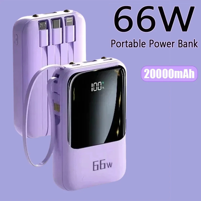 ใหม่ 20000mAh Mini Power Bank 66W ชาร์จแบบพกพา Fast Charging Powerbank ภายนอกแบตเตอรี่สํารองสําหรับ 