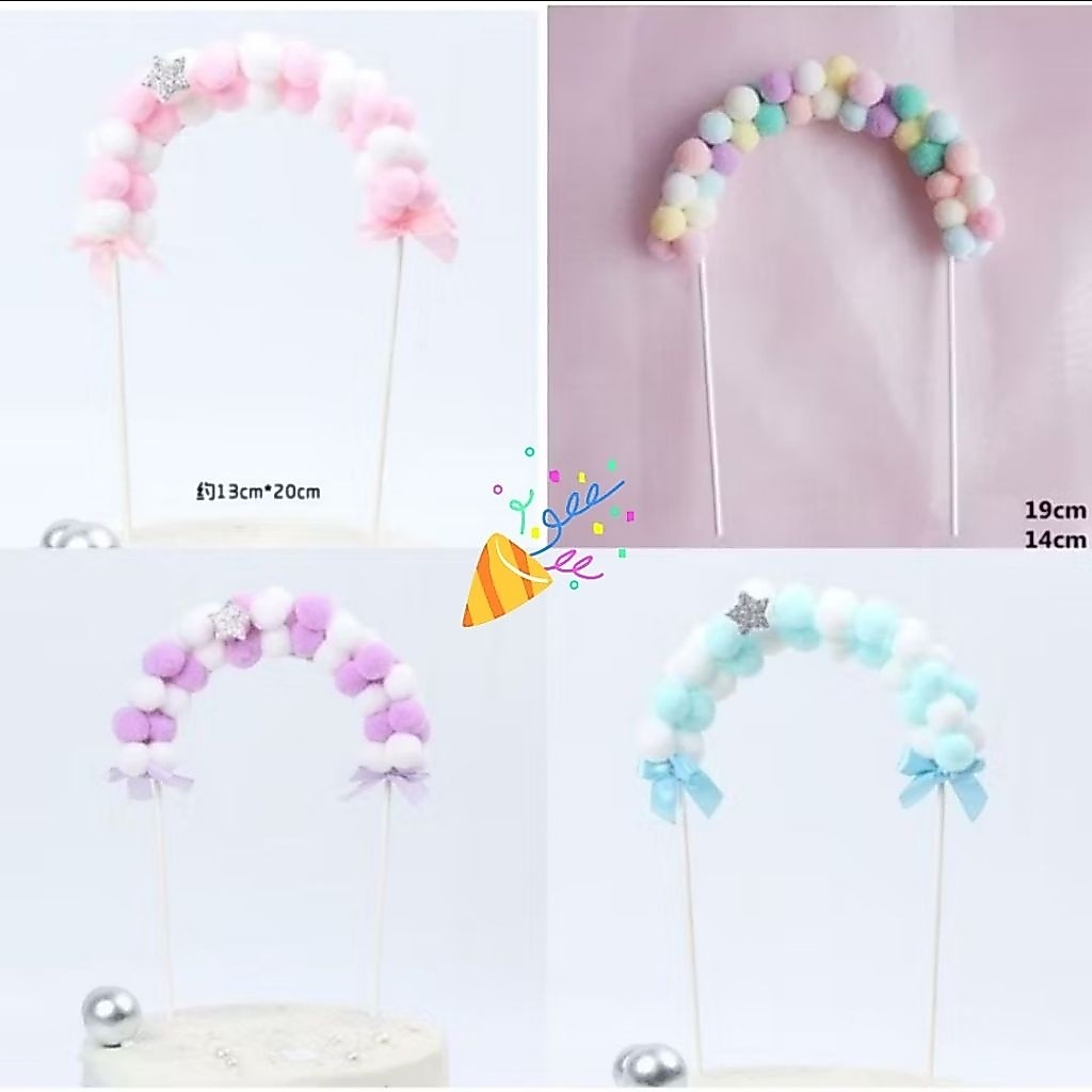 ซุ้มโค้ง4สี ปักตกแต่งเค้ก(สั่งขั้นต่ำ50บาทค่ะ)