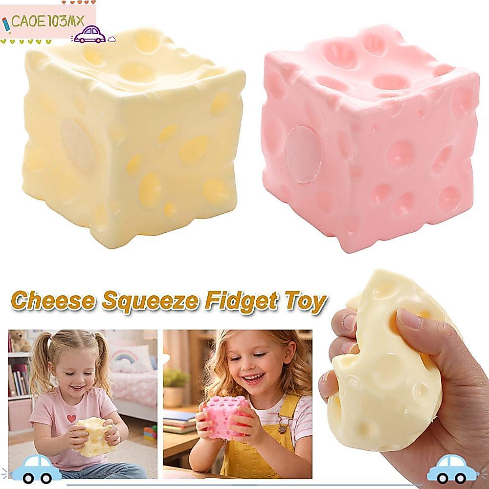 ICAOE103 Fidget ของเล่นบีบชีส, Non-Bounce Anti-Stress Jumbo Cheese Cube Squishy Texture ASMR Sensory ของเล่นคลายเครียด