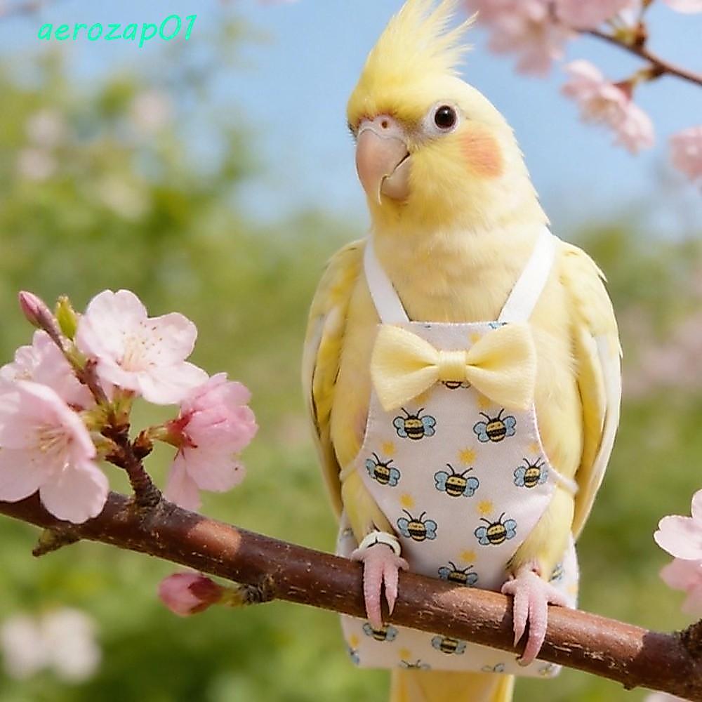 AEROZAP ผ้าอ้อมนกแก้วสัตว์เลี้ยง,การ์ตูนสัตว์รูปแบบ Breathable Bird Nappy,ล้างทําความสะอาดได้ Bowtie ปรับนกชุดเที่ยวบิน Travel