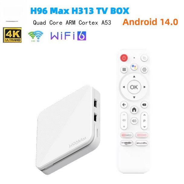 Cross-Border H96Max Android 14 5g wifi6 H313 กล่องทีวีอินเทอร์เฟซ ATV 4K กล่องทีวีเสียง