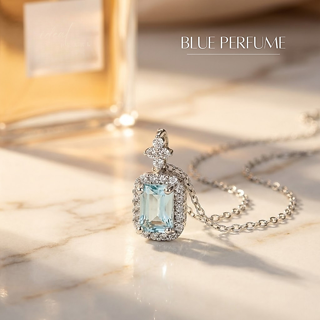 iDEAL สร้อยคอเพชร Blue Perfume สร้อยเงิน สร้อยคอแฟชั่น สร้อยพลอย สร้อยเงินแท้ Valentine ของขวัญ