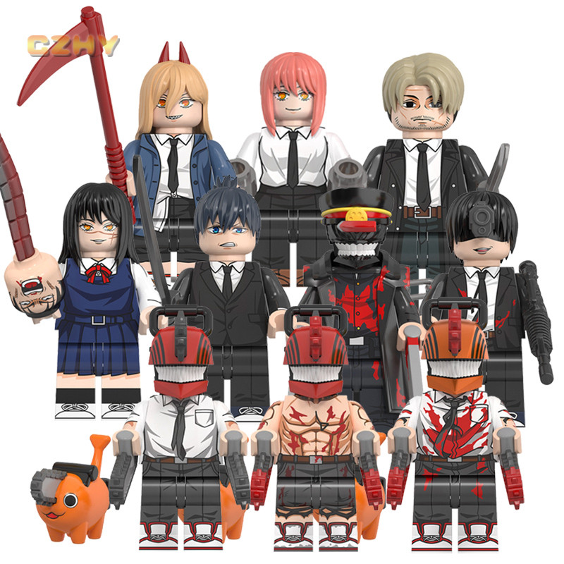 Samurai Sword Chainsaw Man พร้อม Pochita อะนิเมะ Series ตัวละคร Building Block รูปของเล่นเด็กของขวัญ