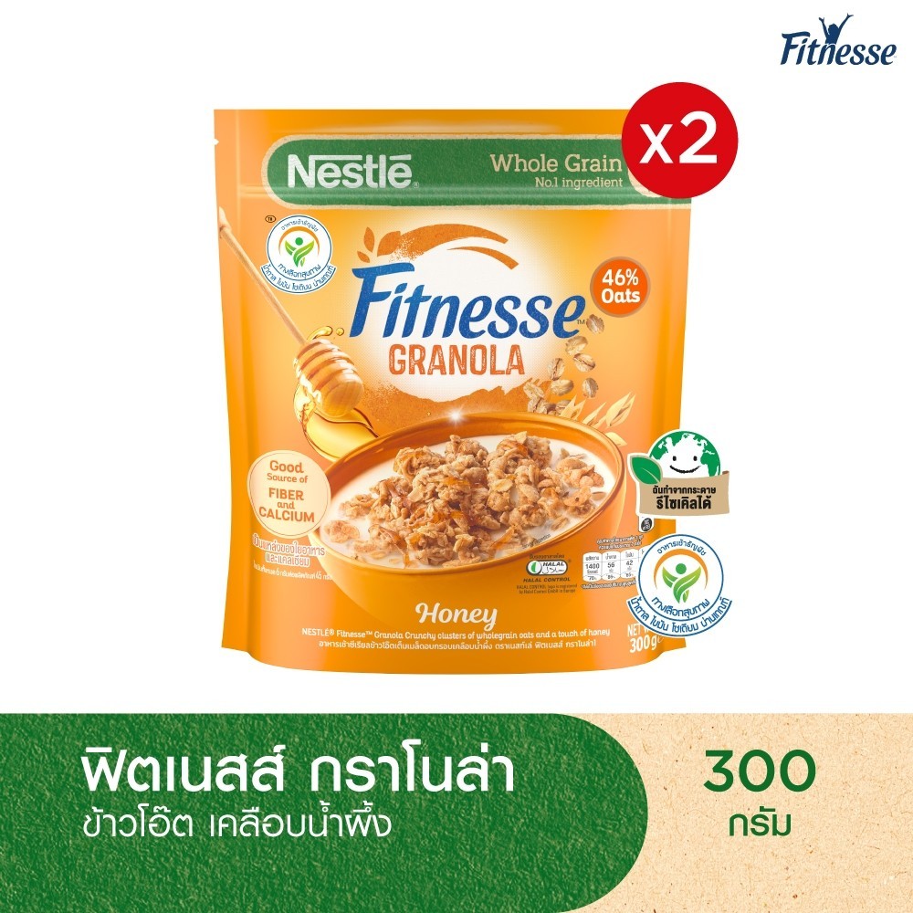 FITNESSE GRANOLA HNY Cereal 300g ฟิตเนสส์ กราโนล่าโอ๊ตแอนด์ฮันนี่ 300ก โฉมใหม่! x2 ถุง