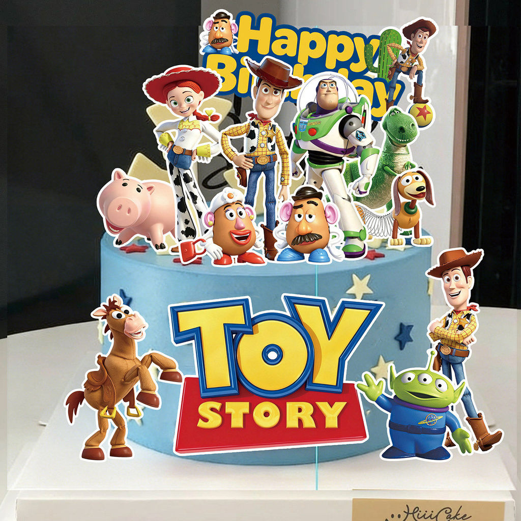 Influencer Toy Story การ์ดตกแต่งเค้กการ์ตูน Woody Triss Buzz Lightyear เด็กเด็ก Plug-In