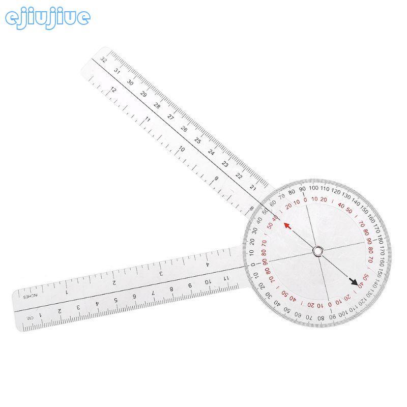 Cc 12 นิ้ว Goniometer โปร่งใส Orthopedic มุมไม้บรรทัดพลาสติก Goniometer 360 องศาสําหรับ Body เทปวัด Goniomete