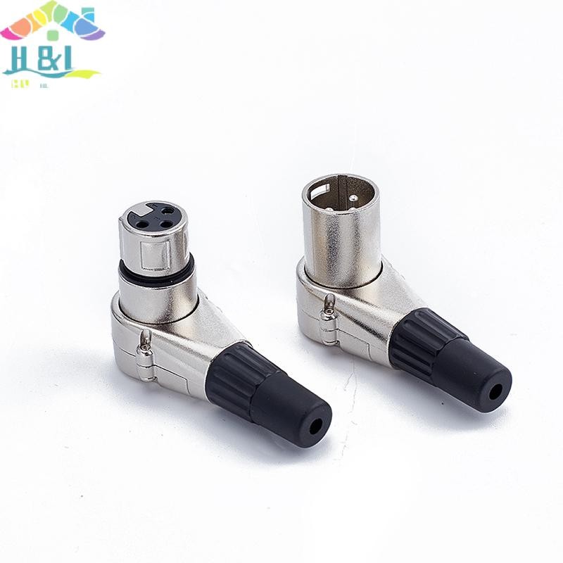 H&L Aug 3Pin มุมขวา XLR Connector ชายหญิง Micphone Plug Audio Cable Connector {th}