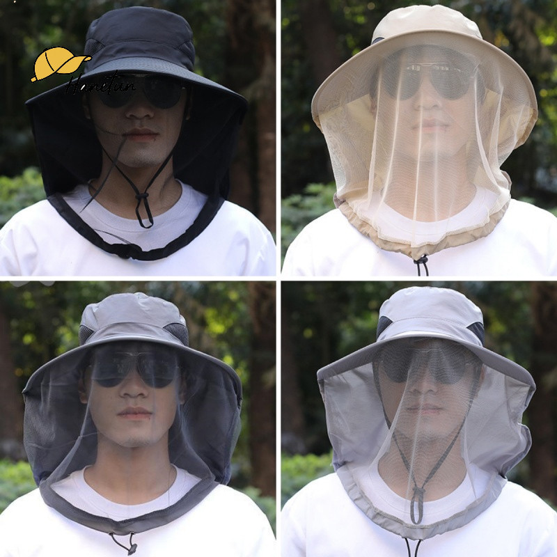 ประเทศไทย- หมวก  ระบายอากาศ  ป้องกันแสงแดด  หน้ากาก  ป้องกันยุง กลางแจ้ง  ตกปลา  ผู้ชาย  ตาข่าย