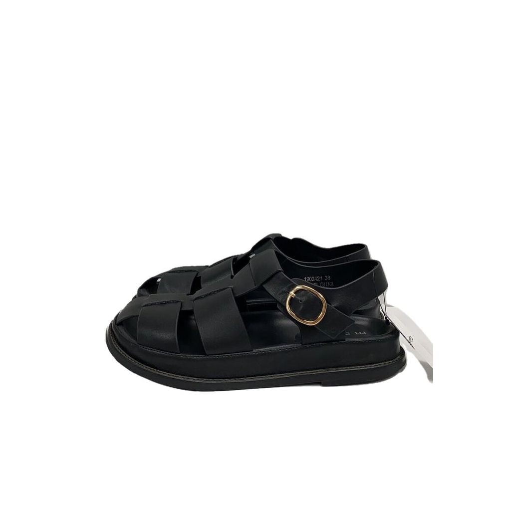 MOHI... Sandals Gurkha 38 BLK leather Direct from Japan Secondhand