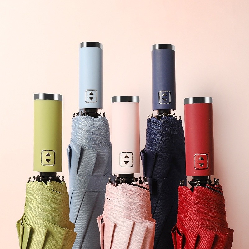 ร่มสีพื้นออโต้ ร่มอัตโนมัติ ร่มกันฝนกันแดดกัน UV สีพื้น ทันสมัย พกพาสะดวก น้ำหนักเบา Umbrella ระบบเปิด ปิดออโต้ ร่ม