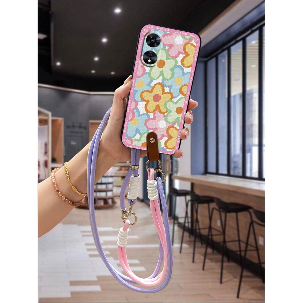 ป้องกันสกปรกเคสโทรศัพท์สําหรับ OPPO A97 5G ซิลิโคน TPU สร้อยคอป้องกันฝุ่น Graffiti ปกหลังกันกระแทกเช