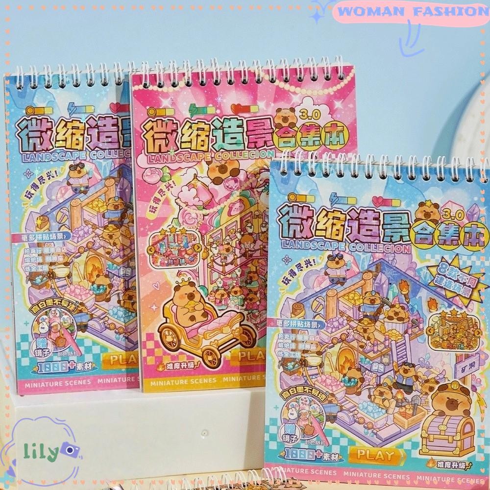 LILY Cabin Scene Sticker, Interactive Game Plus Size Landscape Sticker, Cute Capybara 8 Scene DIY St