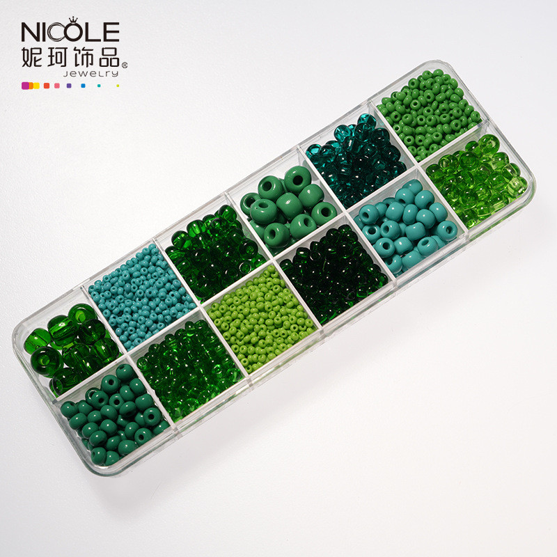 นำเข้าจากเช็ก BOSS Osa - ลูกปัดแก้วสำหรับทำสร้อยคอและสร้อยข้อมือ DIY พร้อมวัสดุเสริม 12 สีในกล่อง