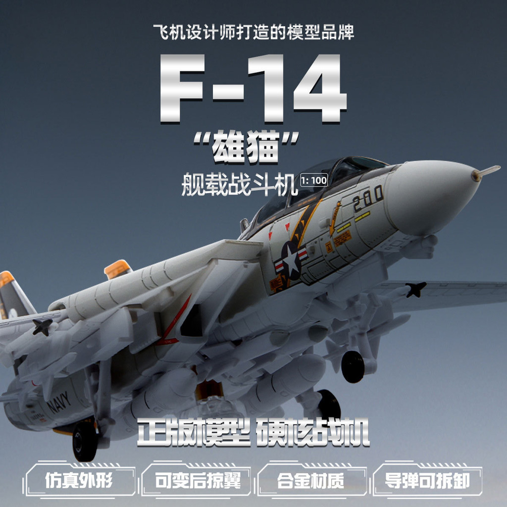 โลหะผสม F14 Panda Fighter F15 เครื่องบินรุ่นจําลอง 1: 100 Static อเมริกันเครื่องบินตกแต่ง