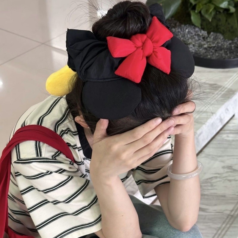 สร้อยผมน่ารัก มิกกี้เมาส์ สีแดงก้นสามมิติ พร้อมโบว์มวยเชือก - รูปที่ 3