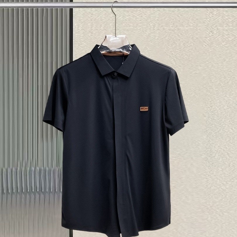 UUBI Zegna New Summer Lapel Short Sleeve Seamless Men's Shirt POLO Collar Casual Business Plus Size 